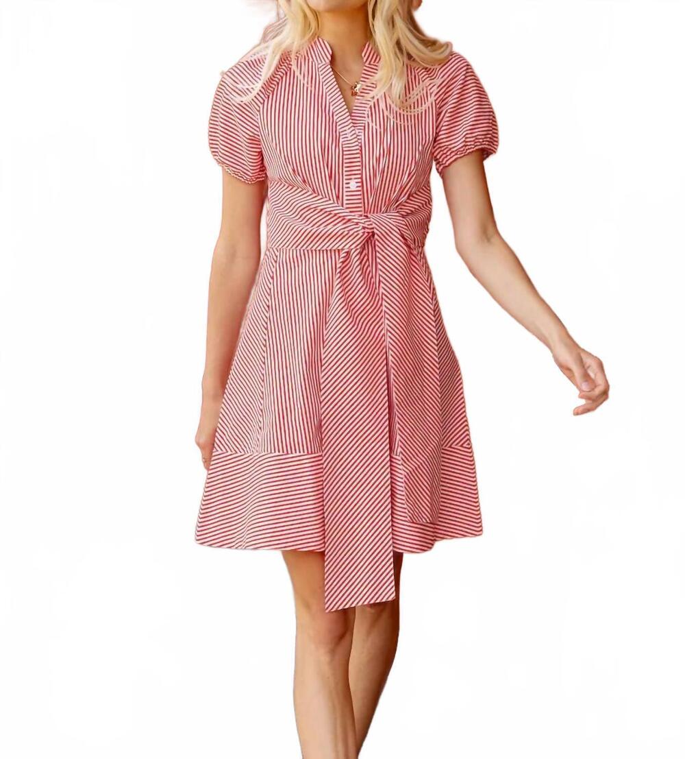 NEW SAIL TO SABLE abby mini dress in red/white stripe